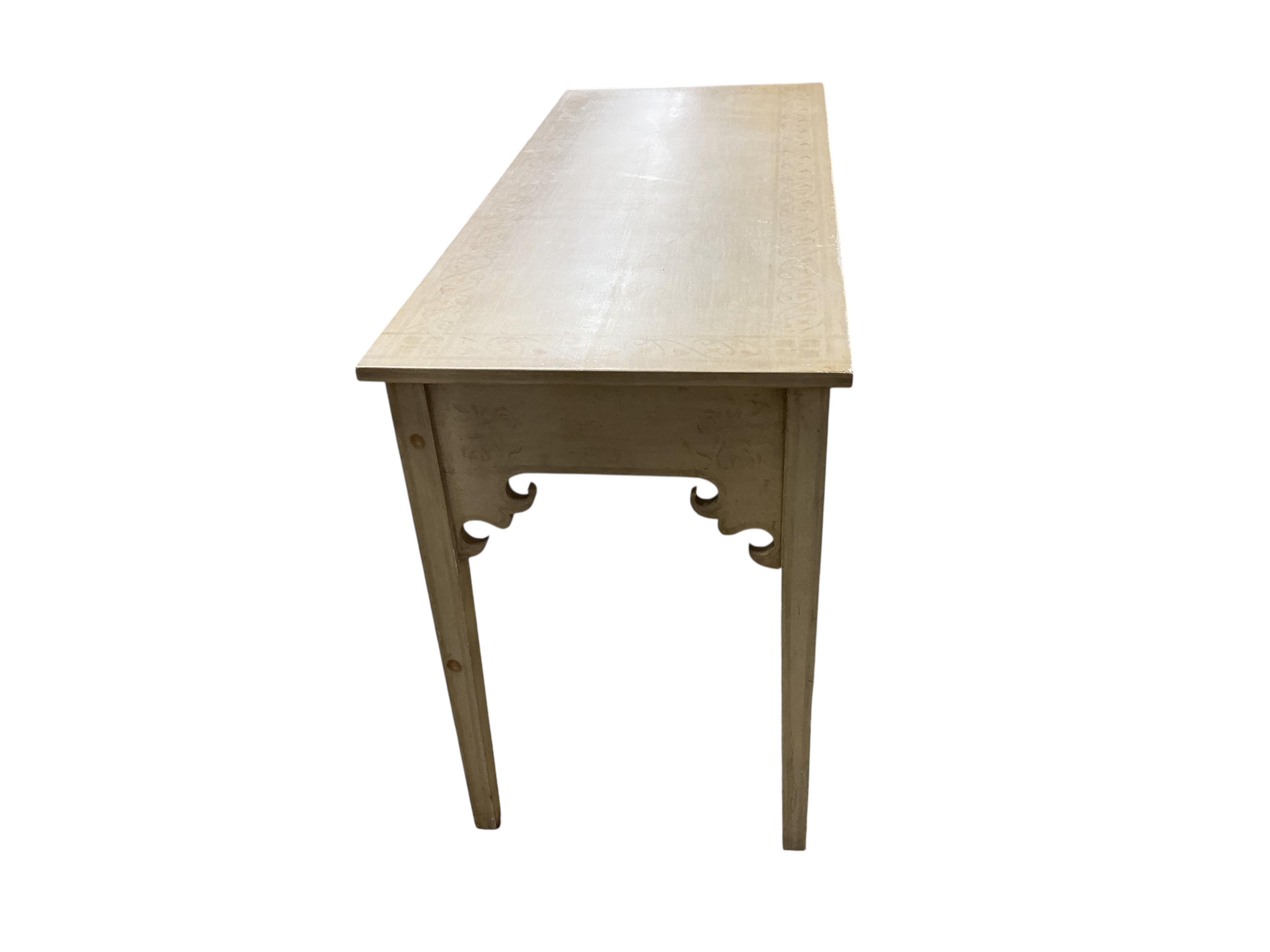 A Regency style rectangular painted console table, width 124cm, depth 51cm, height 73cm.